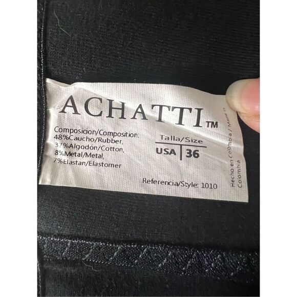 ACHATTI Women Black Rubber Cotton COLOMBIAN GIRDLE WAISTBAND Size 36 Shape Wear - Picture 7 of 10